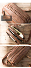 Brown Cool Leather Mens 10 inches Side Bag Small Courier Bag Messenger Bags for Men - iwalletsmen