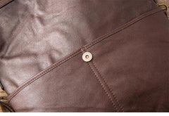 Brown Cool Leather Mens 11 inches Side Bags Messenger Bags Khaki Leather Courier Bag for Men - iwalletsmen