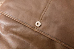 Brown Cool Leather Mens 11 inches Side Bags Messenger Bags Khaki Leather Courier Bag for Men - iwalletsmen
