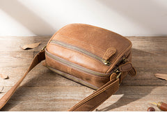 Brown Cool Leather Mens Side Bag Postman Bag Brown Small Messenger Bags Courier Bag for Men - iwalletsmen