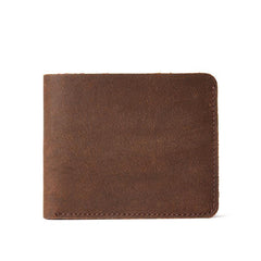 Brown Cool Leather Mens Bifold Small Wallet Thin Front Pocket Wallets Slim billfold Wallet for Men - iwalletsmen