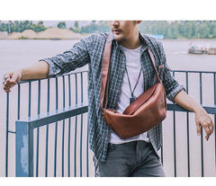 Brown Cool Leather Mens Saddle Messenger Bag Black Courier Bag Black Postman Bag For Men - iwalletsmen