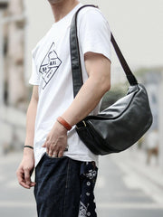 Brown Cool Leather Mens Saddle Messenger Bag Black Courier Bag Black Postman Bag For Men - iwalletsmen