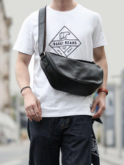 Brown Cool Leather Mens Saddle Messenger Bag Black Courier Bag Black Postman Bag For Men - iwalletsmen