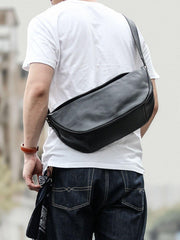 Brown Cool Leather Mens Saddle Messenger Bag Black Courier Bag Black Postman Bag For Men - iwalletsmen