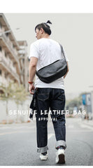 Brown Cool Leather Mens Saddle Messenger Bag Black Courier Bag Black Postman Bag For Men - iwalletsmen