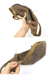 crossbody fanny pack purse Brown Cool Leather Mens Fanny Pack Hip Pack Bum Pack Waist Pack Bag For Men