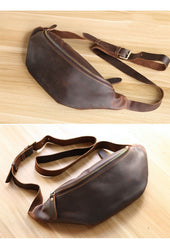 Brown Cool Leather Mens Fanny Pack Hip Pack Bum Pack Waist Pack Bag For Men crossbody fanny pack purse