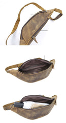 fashion waist packs​ Brown Cool Leather Mens Fanny Pack Hip Pack Bum Pack Waist Pack Bag For Men