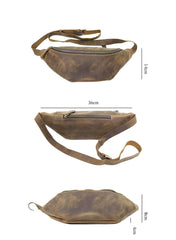 fashion waist packs Brown Cool Leather Mens Fanny Pack Hip Pack Bum Pack Waist Pack Bag For Men