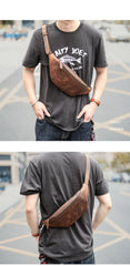 belly pack bag Brown Cool Leather Mens Fanny Pack Hip Pack Bum Pack Waist Pack Bag For Men