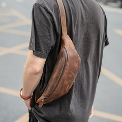 waist pack purse​ Brown Cool Leather Mens Fanny Pack Hip Pack Bum Pack Waist Pack Bag For Men