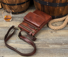 Brown Cool Leather Mens Belt Pouch Bag Mini Messenger Bag Side Bag Waist Bag for Men - iwalletsmen