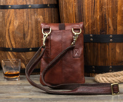 Brown Cool Leather Mens Belt Pouch Bag Mini Messenger Bag Side Bag Waist Bag for Men - iwalletsmen