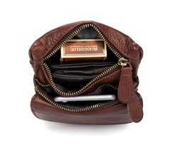 Brown Cool Leather Mens Belt Pouch Bag Mini Messenger Bag Side Bag Waist Bag for Men - iwalletsmen