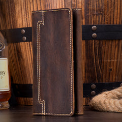 Cool Dark Brown Mens long Wallet Trifold Multi Cards Long Wallet  for Men - iwalletsmen