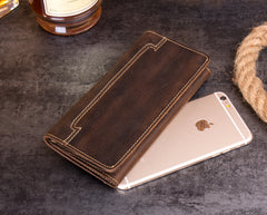 Cool Dark Brown Mens long Wallet Trifold Multi Cards Long Wallet  for Men - iwalletsmen