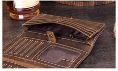 Cool Dark Brown Mens long Wallet Trifold Multi Cards Long Wallet  for Men - iwalletsmen