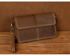 Cool Brown Mens long Wallet Wristlet Bag Clutch Wallet Envelope Wallet Mobile Bag for Men - iwalletsmen