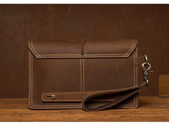 Cool Brown Mens long Wallet Wristlet Bag Clutch Wallet Envelope Wallet Mobile Bag for Men - iwalletsmen