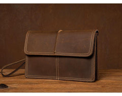 Cool Brown Mens long Wallet Wristlet Bag Clutch Wallet Envelope Wallet Mobile Bag for Men - iwalletsmen