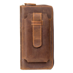 Brown Cool Mens long Wallet Wristlet Bag Clutch Wallet Mobile Long Wallet for Men - iwalletsmen