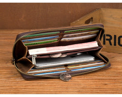 Brown Cool Mens long Wallet Wristlet Bag Clutch Wallet Mobile Long Wallet for Men - iwalletsmen