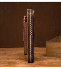 Brown Cool Mens long Wallet Wristlet Bag Clutch Wallet Mobile Long Wallet for Men - iwalletsmen