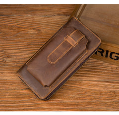 Brown Cool Mens long Wallet Wristlet Bag Clutch Wallet Mobile Long Wallet for Men - iwalletsmen