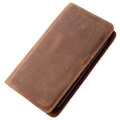 Brown Cool Mens long Wallet Wristlet Wallet Clutch Wallet Bifold Long Wallet for Men - iwalletsmen