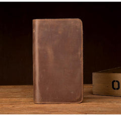 Brown Cool Mens long Wallet Wristlet Wallet Clutch Wallet Bifold Long Wallet for Men - iwalletsmen
