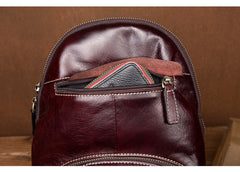 Brown Fashion Mens Leather 11-inches Large Backpacks Red Wine Travel Backpacks School Backpacks for men - iwalletsmen