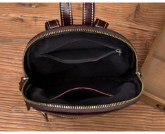 Brown Fashion Mens Leather 11-inches Large Backpacks Red Wine Travel Backpacks School Backpacks for men - iwalletsmen