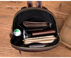 Brown Fashion Mens Leather 11-inches Large Backpacks Red Wine Travel Backpacks School Backpacks for men - iwalletsmen