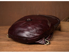Brown Fashion Mens Leather 11-inches Large Backpacks Red Wine Travel Backpacks School Backpacks for men - iwalletsmen