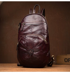 Brown Fashion Mens Leather 11-inches Large Backpacks Red Wine Travel Backpacks School Backpacks for men - iwalletsmen