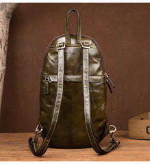 Brown Fashion Mens Leather 11-inches Large Backpacks Red Wine Travel Backpacks School Backpacks for men - iwalletsmen