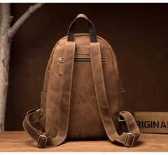 Fashion Brown Mens Leather 14-inch Large Laptop Backpacks Brown Travel Backpacks School Backpack for men - iwalletsmen