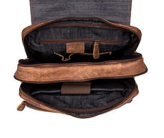 Brown Fashion Mens Leather 15-inch Computer Backpacks Cool Travel Backpacks College Backpack for men - iwalletsmen