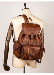 Fashion Brown Mens Leather 15inchs Computer Backpack Cool Travel Backpack School Backpack for men - iwalletsmen