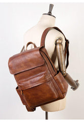 backpack purse leather​ Brown Leather Backpack 15 inches Laptop Backpack Mens Large Leather Camera Backpack
