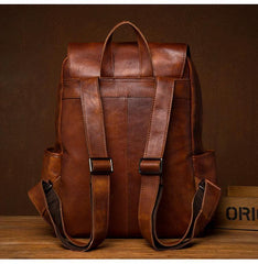 american leather company backpack​ Brown Leather Backpack 15 inches Laptop Backpack Mens Large Leather Camera Backpack