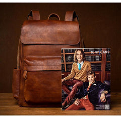 Brown Leather Backpack 15 inches Laptop Backpack Mens Large Leather Camera Backpack american leather co backpack​