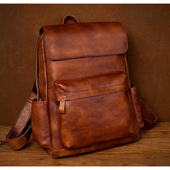 work backpack leather​ Brown Leather Backpack 15 inches Laptop Backpack Mens Large Leather Camera Backpack