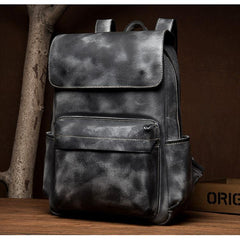 black leather mens backpack​ leather backpack laptop bag​ Black Leather Backpack 15 inches Laptop Backpack Mens Large Leather Camera Backpack
