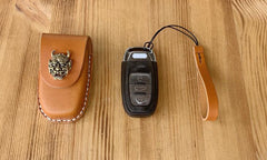 Handmade Brown Leather Audi A468X135 Mens Car Key Case Audi Car Key Holder - iwalletsmen