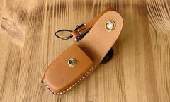 Handmade Brown Leather Audi A468X135 Mens Car Key Case Audi Car Key Holder - iwalletsmen