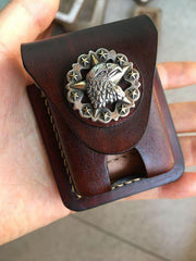 Coffee Handmade Star Leather Classic Zippo Lighter Case Zippo Lighter Holder With Belt Clip Loop For Men - iwalletsmen