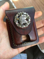 Coffee Handmade Star Leather Classic Zippo Lighter Case Zippo Lighter Holder With Belt Clip Loop For Men - iwalletsmen