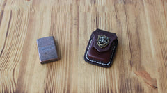 Handmade Mens Coffee Leather Classic Zippo Lighter Cases Black Zippo Lighter Holder with Belt Clip - iwalletsmen